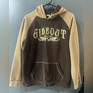 Vintage Brown and Tan Hoodie with Graphic Design Y2K